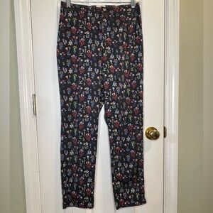Marine Layer Small Floral stretchy Pants with Pockets - Black and Multicolor